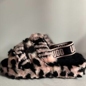 s8 | UGG Leopard Print | Pink & Black | Fluff Yeah Slingback Slides🐆💖✨